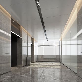 modern elevator hall elevator car 3d model