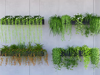 Modern Hanging Basket Hanging Basket Green Plant Potted Plant Green Rattan Plant Combination Flower Basket 3d model