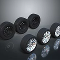 High Quality Car Tires With Black And Silver Rims And Tread Patterns