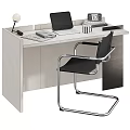 Modern Office Desk With Laptop Black Chair Desk Lamp Notebook And Stationery