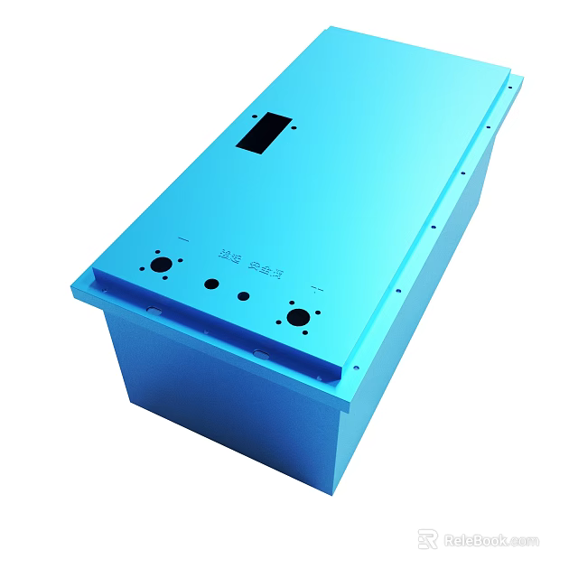 Blue 3.2V 100Ah Battery Module For Energy Storage With Interface Ports 3d model 