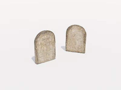 Two Ancient Stone Tablets With Arched Tops And Weathered Surface Details 3d model