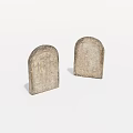 Two Ancient Stone Tablets With Arched Tops And Weathered Surface Details 3d model