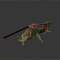 Vintage Military Helicopter Model Green Brown Color With Rotor And Fuselage Details On Gray Background
