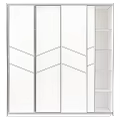 Modern Green Wardrobe With Geometric White Accents And Open Shelves