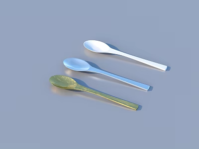 Elegant Cutlery Set With Gold Silver And Brass Spoons For Dining Table 3d model