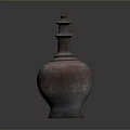 Traditional Handcrafted Reddish Brown Clay Vessel Sculpture Carving With Handle Lid And Texture