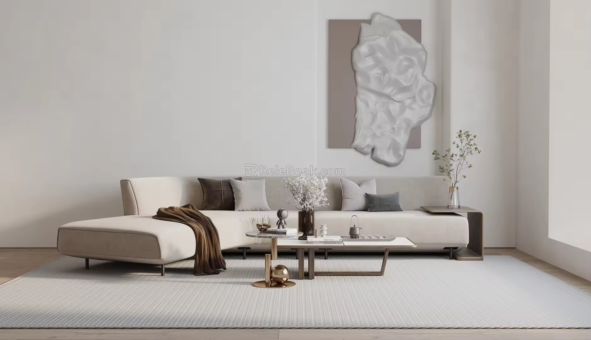 Modern Sofa Coffee Table Combination Double Sofa 3d model