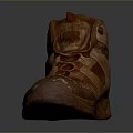 Brown High Top Hiking Shoes With Rugged Sole And Red Accents