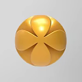 Golden Spherical Sculpture Featuring Petal Shaped Interlocking Sections in Modern 3D Art Design