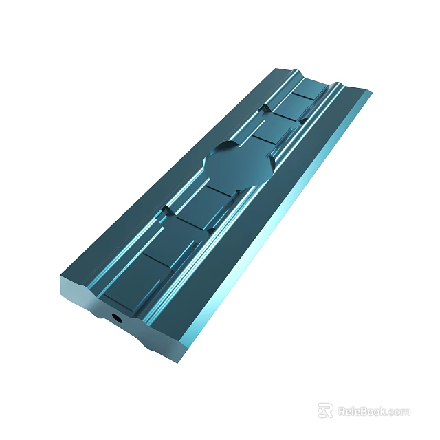Industrial Blue Metal Component With Grooves And Precision Holes For Mechanical Use 3d model 
