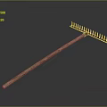 Agricultural Rake Tool with Wooden Handle and Metal Tines for Farming Use