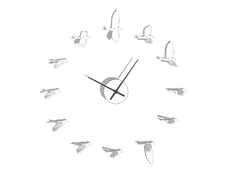 Modern clock bird creative wall clock 3d model