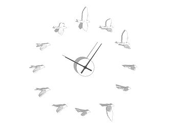 Modern clock bird creative wall clock 3d model