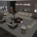 Sofa Coffee Table Combination Living Room Coffee Table Combination Treadmill Leisure Chair Sofa Bookcase 3d model