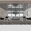 Modern Lounge Area Interior Design With Large Windows Central Tree And Comfortable Seating