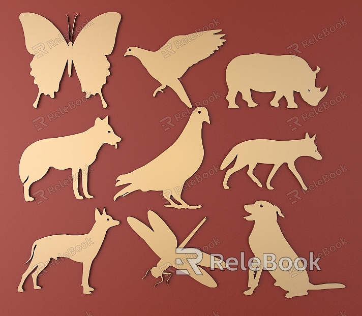 Animal silhouette metal carved animal pattern model