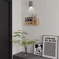 Modern Wooden 1102 Number Wall Hanging With Small Plant And Wall Decor