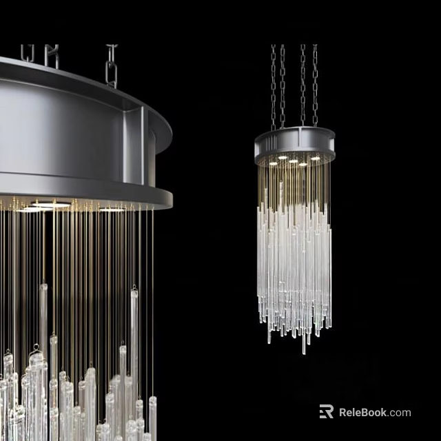 Modern Crystal Chandeliers With Clear Pendant Crystals And Metal Frame Illuminated 3d model 