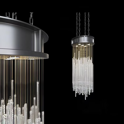 Modern Crystal Chandeliers With Clear Pendant Crystals And Metal Frame Illuminated 3d model