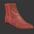 Brown Snakeskin Texture Ankle Boots With Zipper And Low Heel Design