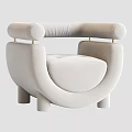 Modern Single Sofa With Round Arms Metal Accents Curved Design And Beige Upholstery