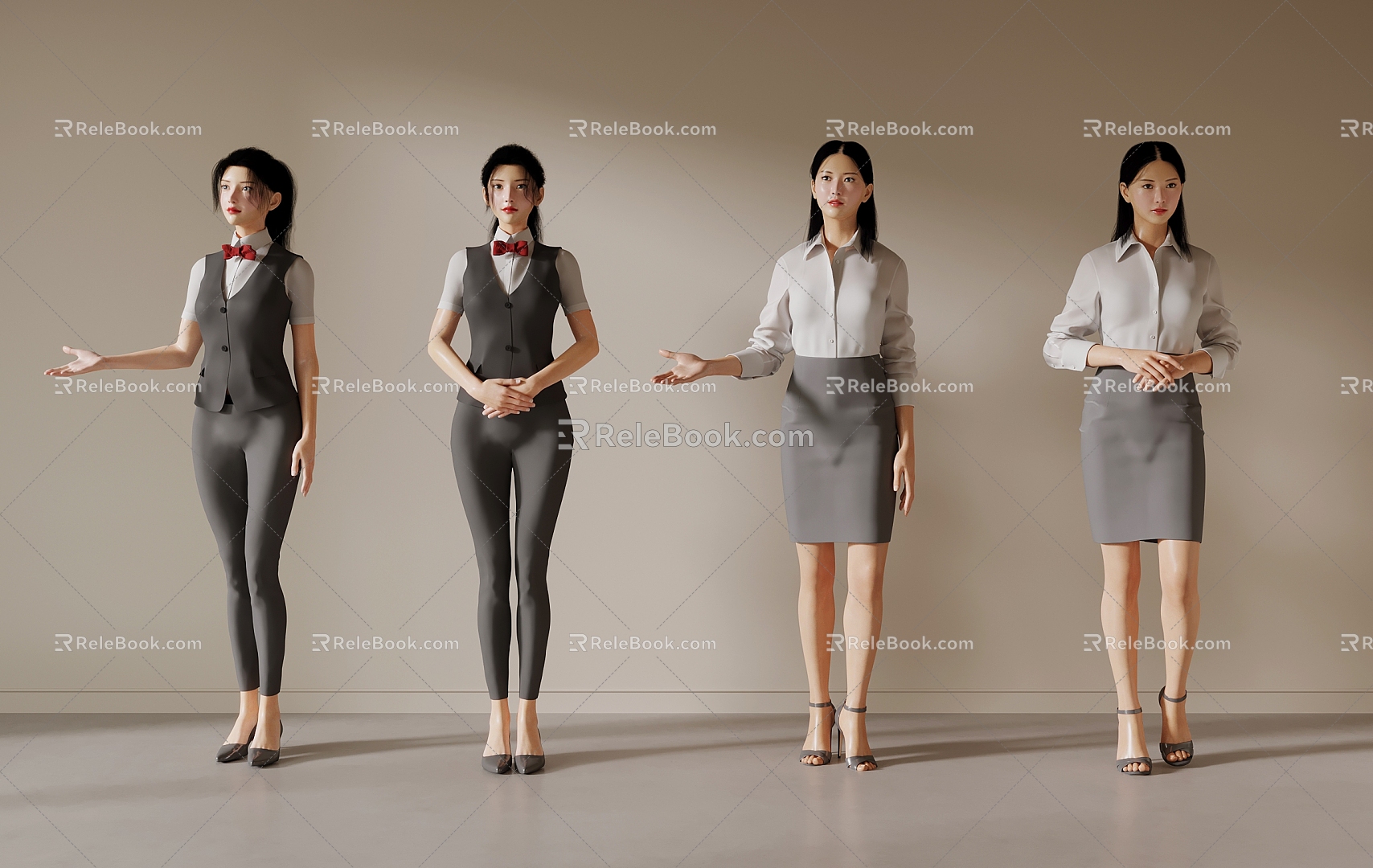 Waiter, Reception, Secretary, Beautiful Woman 3d model