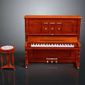 Elegant Vintage Wooden Piano with Art Supplies Table in Classic