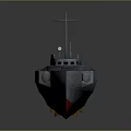 Water Vessel With Gray Body Red Bottom Mast And Deck Equipment