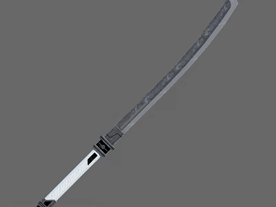 Samurai Warrior Holding Traditional Katana Sword With Dragon Engravings On Black Sheath 3d model
