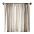 Stylish Beige Linen Curtains Hanging Over White Door With Textured Design