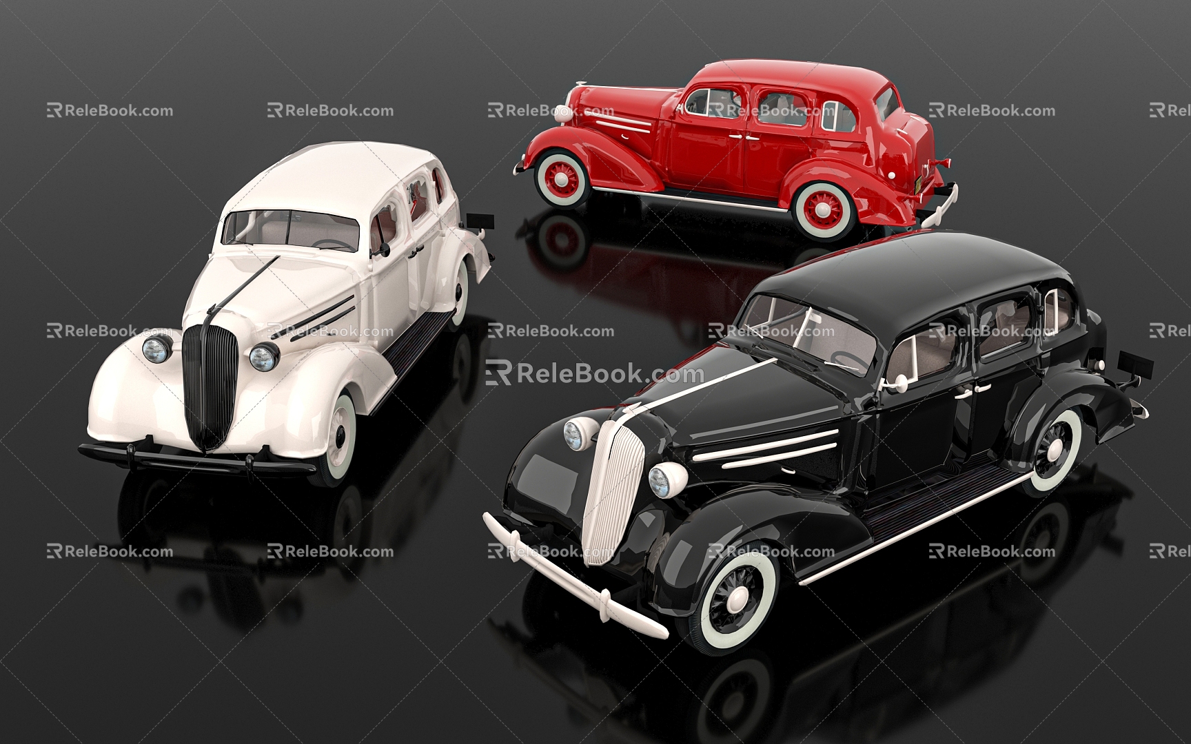 Chevrolet 1936 vintage car retro car American car toy scene game props auto show exhibition museum ornaments 3d model