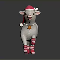 White Lamb Stuffed Toy With Pink Hat Striped Socks And Bell Accessory