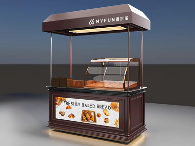 Stylish Buffet Cabinet With Glass Display Case And Awning For Freshly Baked Bread 3d model