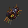 Heart Shaped Decorative Hat With Vibrant Colored Eyes Spiked Decorations And Intricate Textures
