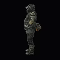 Futuristic Military Game Movie Character In Full Body Armored Suit With Tactical Gear