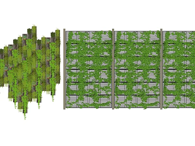Living Plant Wall with Grid Structure and Lush Green Foliage for Interior Design 3d model