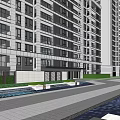 Modern High Rise Residential Complex Layout With Green Areas And Entrance