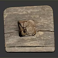Rustic Wooden Table With Hand Carved Decorative Figure On Top