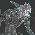Menacing Crouching Gray Skinned Monster With Sharp Ears Fangs Red Blood Spikes