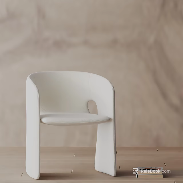 White Modern Dining Chair With Curved Backrest And Smooth Surface Design 3d model