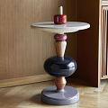 Modern Side Table With Colorful Spherical Elements And Round Marble Tabletop 3d model