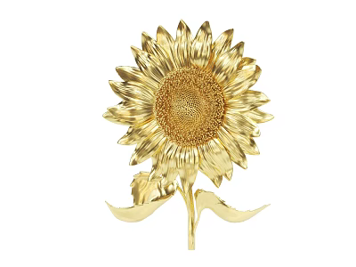 Artistic Golden Sunflower Decorative Ornament With Detailed Petals And Stem 3d model
