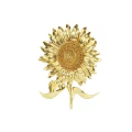 Artistic Golden Sunflower Decorative Ornament With Detailed Petals And Stem