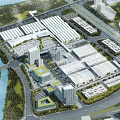 Aerial View Planning of Modern Large Complex with Roads River and Urban Surroundings