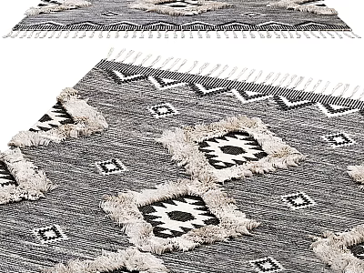 Square Rug With Geometric Patterns And Textured Design 3d model