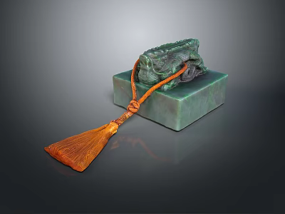 Orange Bristle Broom With Green Square Base For Home Decoration And Cleaning Tools 3d model