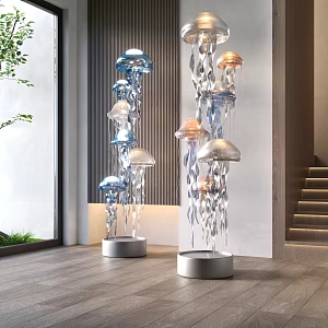 Modern jellyfish floor lamp table lamp floor lamp jellyfish decorative lamp 3d model