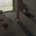 Blue Square Carpet With Wave Pattern For Modern Kitchen Floor Interior