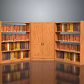 Elegant Wooden Bookcase with Open Shelves Closed Cabinet Doors and Colorful Books